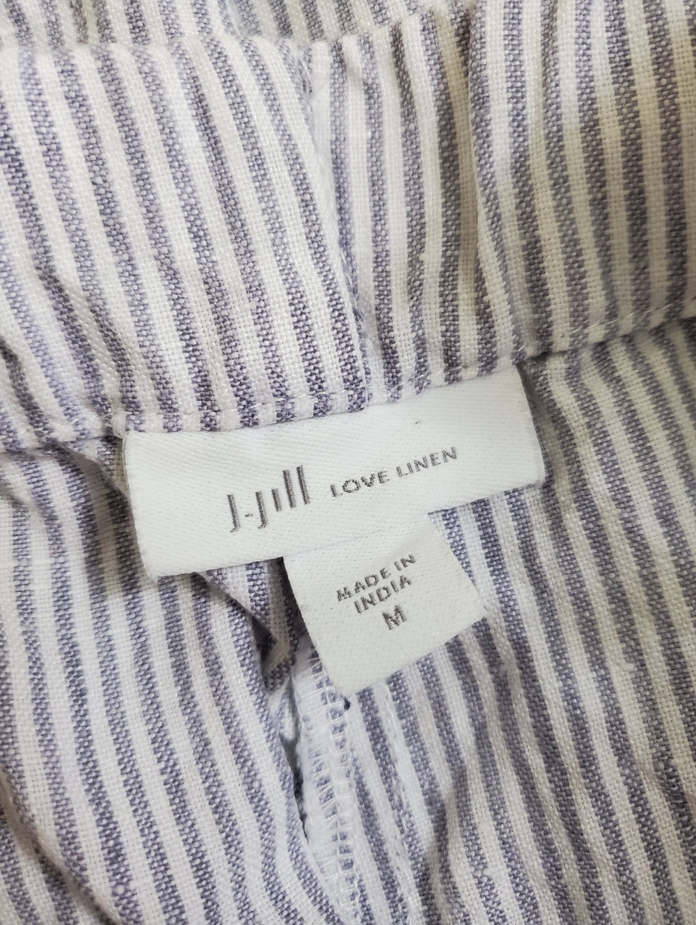 J. Jill Love Linen Light Blue & White Stripe Wide Leg Pants - Picture 2 of 5